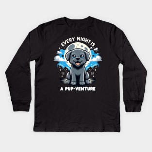 "Starry Pup Adventures - Every Night's a New Tale" Kids Long Sleeve T-Shirt